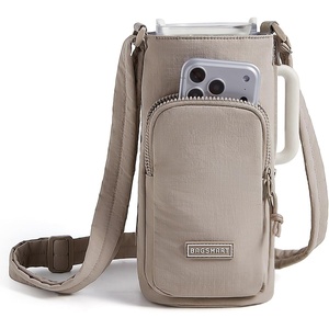 image:imageBAGSMART 40oz Water Bottle Holder with Strap Quilted Crossbody Purse Drink Carrier Gym Accessories for WomenKhaki
