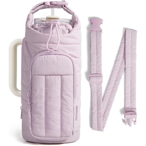 image:imageBAGSMART 40oz Water Bottle Holder with Strap Quilted Crossbody Purse Drink Carrier Gym Accessories for WomenPurple