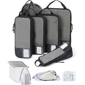 image:imageBAGSMART 6 Set 4 Set2 Set Compression Packing Cubes for Travel Lightweight Luggage Organizer Bags Durable Space Saver Bags Travel EssentialsA Black