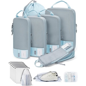 image:imageBAGSMART 6 Set 4 Set2 Set Compression Packing Cubes for Travel Lightweight Luggage Organizer Bags Durable Space Saver Bags Travel EssentialsA Blue