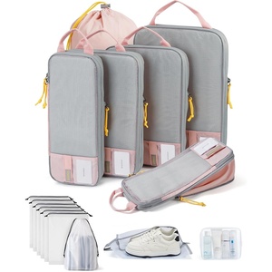 image:imageBAGSMART 6 Set 4 Set2 Set Compression Packing Cubes for Travel Lightweight Luggage Organizer Bags Durable Space Saver Bags Travel EssentialsA Pink