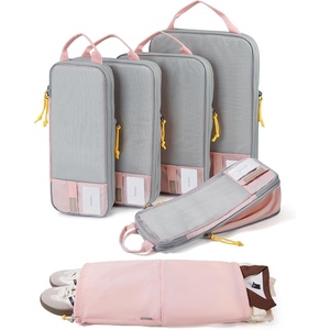 image:imageBAGSMART 6 Set 4 Set2 Set Compression Packing Cubes for Travel Lightweight Luggage Organizer Bags Durable Space Saver Bags Travel EssentialsBaby Pink