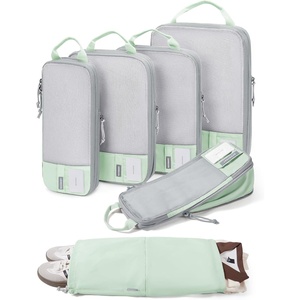 image:imageBAGSMART 6 Set 4 Set2 Set Compression Packing Cubes for Travel Lightweight Luggage Organizer Bags Durable Space Saver Bags Travel EssentialsLime Cream