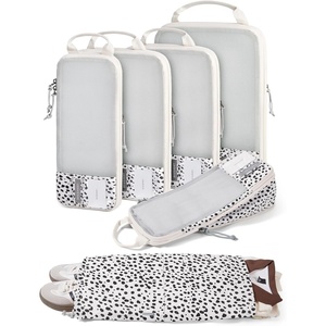image:imageBAGSMART 6 Set 4 Set2 Set Compression Packing Cubes for Travel Lightweight Luggage Organizer Bags Durable Space Saver Bags Travel EssentialsSeaside Dots