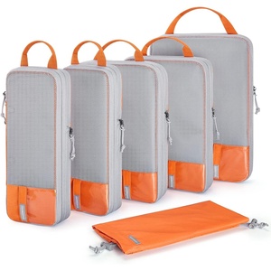 image:imageBAGSMART 6 Set 4 Set2 Set Compression Packing Cubes for Travel Lightweight Luggage Organizer Bags Durable Space Saver Bags Travel EssentialsSunset Orange
