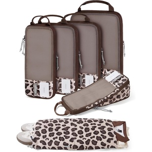 image:imageBAGSMART 6 Set 4 Set2 Set Compression Packing Cubes for Travel Lightweight Luggage Organizer Bags Durable Space Saver Bags Travel EssentialsTwilight Leopard