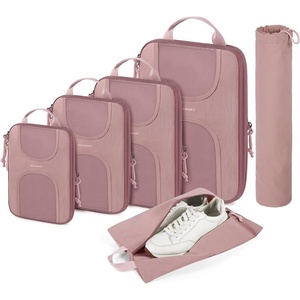 image:imageBAGSMART 6 Set Compression Packing Cubes Travel Luggage Organizer Bags01Dusty Pink