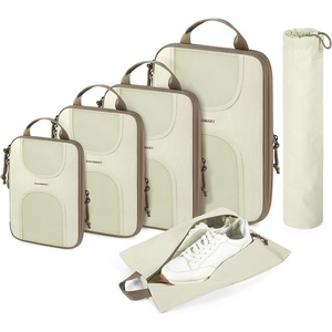 image:imageBAGSMART 6 Set Compression Packing Cubes Travel Luggage Organizer Bags02White Opal
