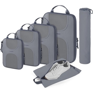 image:imageBAGSMART 6 Set Compression Packing Cubes Travel Luggage Organizer Bags04Grey
