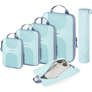 image:imageBAGSMART 6 Set Compression Packing Cubes Travel Luggage Organizer Bags06Sky Blue