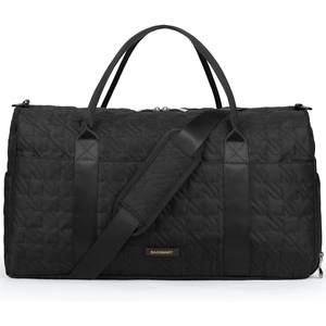 image:imageBAGSMART Black 40L Travel Duffle Bag with Shoes Compartment Carry On Weekender Overnight Bag for Men WomenBlack 40L