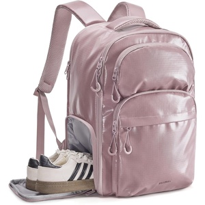 image:imageBAGSMART Carry On Travel Backpack 17 Inch Large Travel backpack Carry On Flight Approved Antitheft Personal Item Backpack Travel Bag With Shoe Bag 30L Water Resistant Casual Daypack BeigeRose Purple