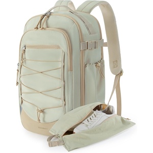 image:imageBAGSMART Carry On Travel Backpack 17 Inch Large Travel backpack Carry On Flight Approved Antitheft Personal Item Backpack Travel Bag With Shoe Bag 30L Water Resistant Casual Daypack BeigeBeige