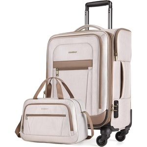 image:imageBAGSMART CarryOn Luggage Airline Approved 20 inch Expandable Suitcase with Duffel bag Softside Lightweight Suitcases with Spinner Wheels light tanCamel