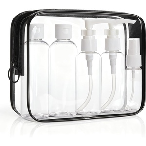 image:imageBAGSMART Clear Toiletry Bag TSA Approved Travel Toiletry Bag Carry On Travel Accessories Bag Airport Airline Quart Size Bags waterresistant Makeup Bag for WomenPure Black