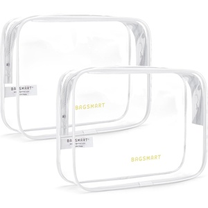 image:imageBAGSMART Clear Toiletry Bag TSA Approved Travel Toiletry Bag Carry On Travel Accessories Bag Airport Airline Quart Size Bags waterresistant Makeup Bag for WomenClassic White