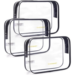 image:imageBAGSMART Clear Toiletry Bag TSA Approved Travel Toiletry Bag Carry On Travel Accessories Bag Airport Airline Quart Size Bags waterresistant Makeup Bag for WomenBasic Black