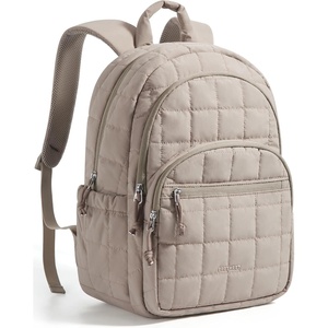 image:imageBAGSMART College Laptop Backpack Travel Backpack for Women Quilted Casual Daypack WaterResistant Bookbag for 156 Inch Laptop ChocolateCamel