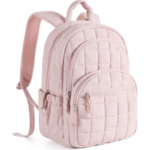 image:imageBAGSMART College Laptop Backpack Travel Backpack for Women Quilted Casual Daypack WaterResistant Bookbag for 156 Inch Laptop ChocolatePink