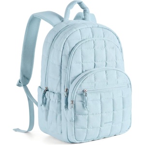 image:imageBAGSMART College Laptop Backpack Travel Backpack for Women Quilted Casual Daypack WaterResistant Bookbag for 156 Inch Laptop ChocolateSky Blue