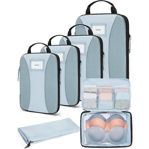 image:imageBAGSMART Compression Packing Cubes 6 PCS Packing Cubes for Suitcases Travel Bags Organizer for Luggage Lightweight Packing Cube for Travel EssentialsLight Blue