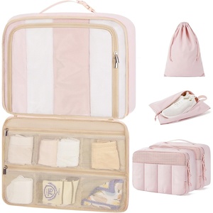 image:imageBAGSMART Compression Packing Cubes for Travel 654set Lightweight Packing Organizers Summer Travel Essentials Suitcase Organizer Bags Set01Light Pink