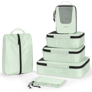 image:imageBAGSMART Compression Packing Cubes for Travel 654set Lightweight Packing Organizers Summer Travel Essentials Suitcase Organizer Bags Set03Light Green