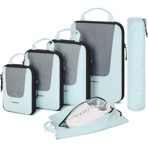 image:imageBAGSMART Compression Packing Cubes for Travel 654set Lightweight Packing Organizers Summer Travel Essentials Suitcase Organizer Bags SetCLight Blue