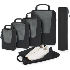 image:imageBAGSMART Compression Packing Cubes for Travel 654set Lightweight Packing Organizers Summer Travel Essentials Suitcase Organizer Bags SetDBlack