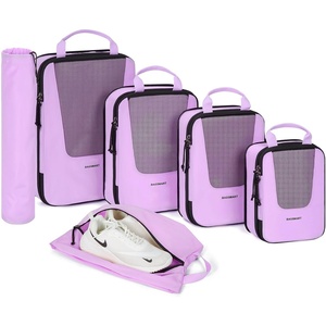 image:imageBAGSMART Compression Packing Cubes for Travel 654set Lightweight Packing Organizers Summer Travel Essentials Suitcase Organizer Bags SetILight Purple