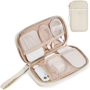 image:imageBAGSMART Cord Organizer Travel Cable Organizer Bag Tech Electronic Organizer Travel Case Travel Essentials for Charger Cable Phone Flash drive Single Layer  BlackSingle Layer Quilted Beige