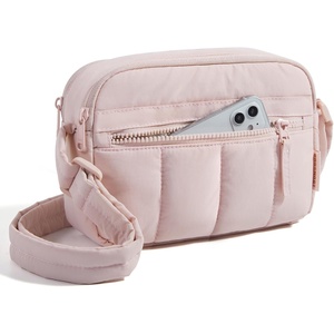 image:imageBAGSMART Cross Body Purse Mini Crossbody Bags for Women Travel Purse Puffy Shoulder Handbag Wallet with RFID Blocking Slots BrownsmallBaby Pink