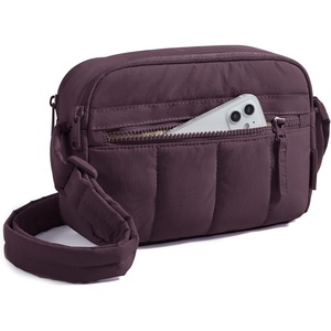 image:imageBAGSMART Cross Body Purse Mini Crossbody Bags for Women Travel Purse Puffy Shoulder Handbag Wallet with RFID Blocking Slots BrownsmallCrimson Purple