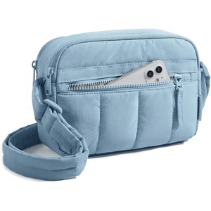 image:imageBAGSMART Cross Body Purse Mini Crossbody Bags for Women Travel Purse Puffy Shoulder Handbag Wallet with RFID Blocking Slots BrownsmallCrystal Blue