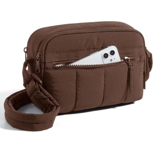 image:imageBAGSMART Cross Body Purse Mini Crossbody Bags for Women Travel Purse Puffy Shoulder Handbag Wallet with RFID Blocking Slots BrownsmallDark Brown