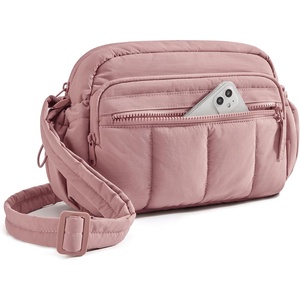 image:imageBAGSMART Cross Body Purse Mini Crossbody Bags for Women Travel Purse Puffy Shoulder Handbag Wallet with RFID Blocking Slots BrownsmallDark Pink1