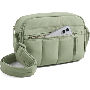 image:imageBAGSMART Cross Body Purse Mini Crossbody Bags for Women Travel Purse Puffy Shoulder Handbag Wallet with RFID Blocking Slots BrownsmallGreen