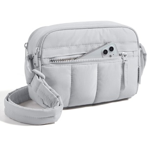 image:imageBAGSMART Cross Body Purse Mini Crossbody Bags for Women Travel Purse Puffy Shoulder Handbag Wallet with RFID Blocking Slots BrownsmallLight Gray