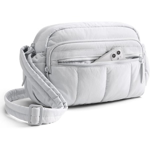 image:imageBAGSMART Cross Body Purse Mini Crossbody Bags for Women Travel Purse Puffy Shoulder Handbag Wallet with RFID Blocking Slots BrownsmallLight Gray1
