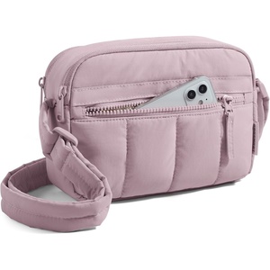 image:imageBAGSMART Cross Body Purse Mini Crossbody Bags for Women Travel Purse Puffy Shoulder Handbag Wallet with RFID Blocking Slots BrownsmallPurple
