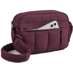 image:imageBAGSMART Cross Body Purse Mini Crossbody Bags for Women Travel Purse Puffy Shoulder Handbag Wallet with RFID Blocking Slots BrownsmallRacing Red