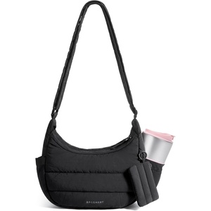 image:imageBAGSMART Crossbody Purses for Women with Adjustable Strap Small Puffer bag  Hobo Bags Compact Cross Body Bag Fluffy Shoulder Handbags Puffy PouchBlack