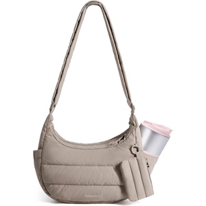 image:imageBAGSMART Crossbody Purses for Women with Adjustable Strap Small Puffer bag  Hobo Bags Compact Cross Body Bag Fluffy Shoulder Handbags Puffy PouchCamel