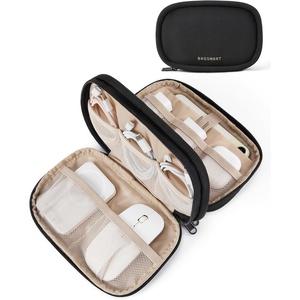 image:imageBAGSMART Electronics Organizer Travel Case Cord Organizer for Women Travel Cable Bag BeigeADouble Layer Black