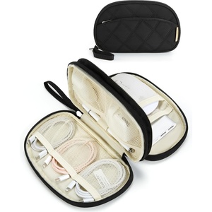 image:imageBAGSMART Electronics Organizer Travel Case Cord Organizer for Women Travel Cable Bag BeigeDouble Layer Black