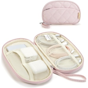image:imageBAGSMART Electronics Organizer Travel Case Cord Organizer for Women Travel Cable Bag BeigeSingle Layer Pink