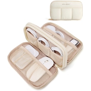 image:imageBAGSMART Electronics Organizer Travel Case Cord Storage for Chargers Cables Phones Compact Tech Accessories Pouch PinkBeige