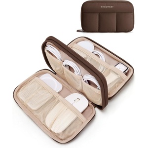 image:imageBAGSMART Electronics Organizer Travel Case Cord Storage for Chargers Cables Phones Compact Tech Accessories Pouch PinkCoffee