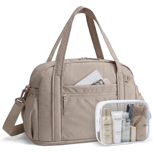 image:imageBAGSMART Expandable Personal Item Travel Bag Lightweight Gym Bag for Women 24L Weekender Travel Duffle with Toiletry Bag Carry on Overnight Duffel ChocolateCamel