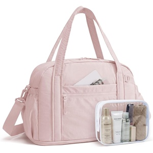 image:imageBAGSMART Expandable Personal Item Travel Bag Lightweight Gym Bag for Women 24L Weekender Travel Duffle with Toiletry Bag Carry on Overnight Duffel ChocolatePink
